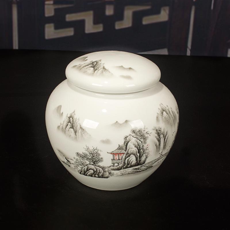 Герметичная сине-белая фарфоровая керамическая банка для меда с закручивающейся силиконовой крышкой