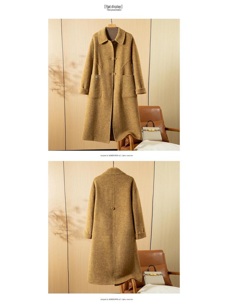 Women's Double-Sided Cashmere Over-the-Knee Coat - 2025 Autumn/Winter Lapel Style