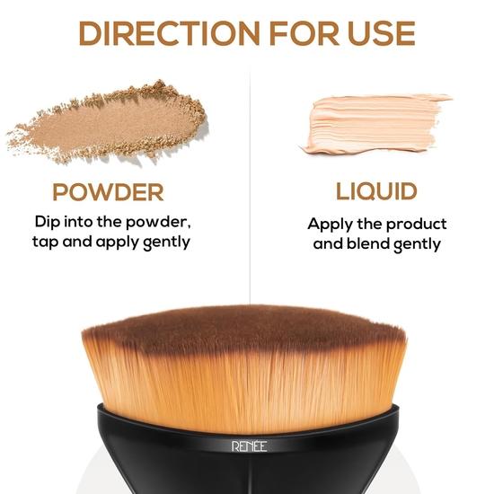 RENEE Kabuki Ultra-soft Brush (Black) - Ideal for Powder and Liquid Makeup, Ensures Quick and Even Application