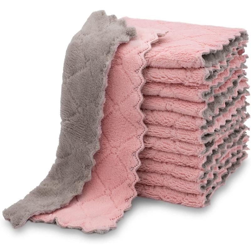 10/1 шт. Двусторонняя салфетка для уборки, впитывающее полотенце из микрофибры, для мебели, стекла, мытья посуды, салфетка для кухни, антипригарная тряпка для масла