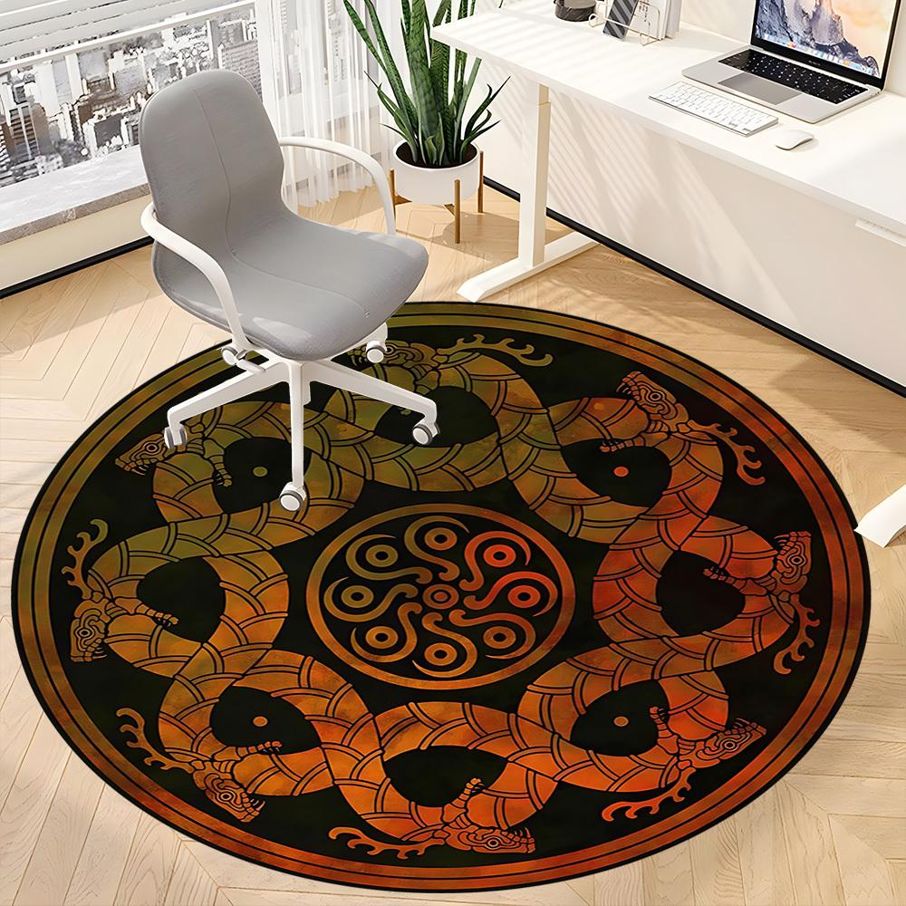1 шт. Круглый ковер Serpent Mandala для офиса, под офисные стулья, в спальню, гостиную, декор для дома, декор комнаты, доступен в различных размерах