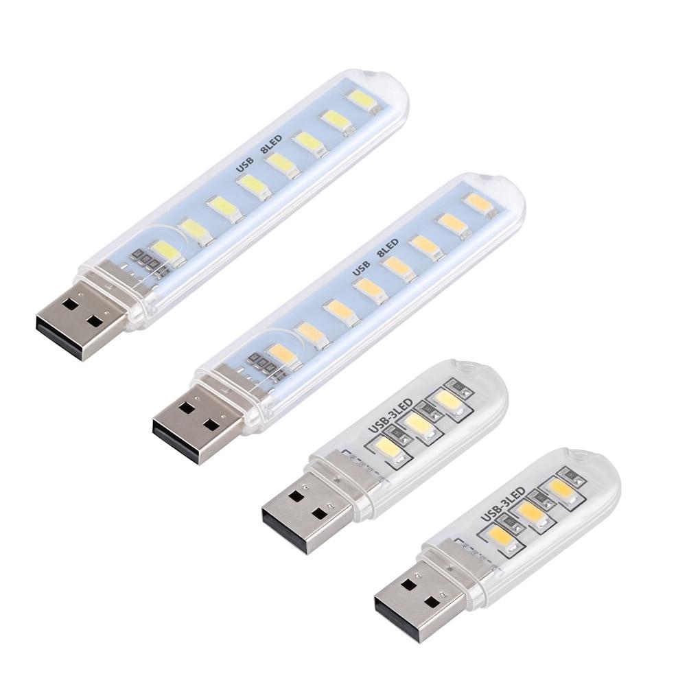2 шт./3 шт. Мини портативный USB светодиодный светильник для книг DC5V ультра яркий светильник для чтения книг 3 светодиода 8 светодиодов для внешнего аккумулятора ПК ноутбука