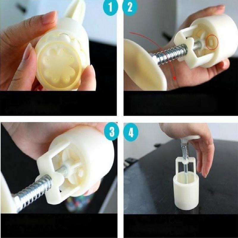 New 8Pcs/1set Moon Cake Mold Maker Hand Pressure With Mooncake 8 Stamps Flowers Round Motifs Biscuit Mou