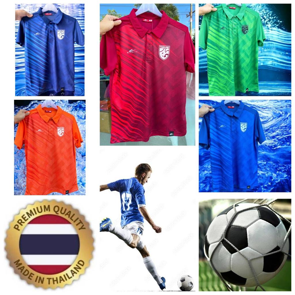 THAILAND National Football Soccer Training JERSEY Casual CHEER Print Quick Dry Shirt Polo Polyester Short Sleeve Uniform Elephant Logo Sport Outdoor