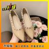 In the Spring of 2025, the New Rivet-decorated European and American Flat-soled Women's Shoes, Shallow Cover Feet, Thick Heels, Pointed Flat Heel