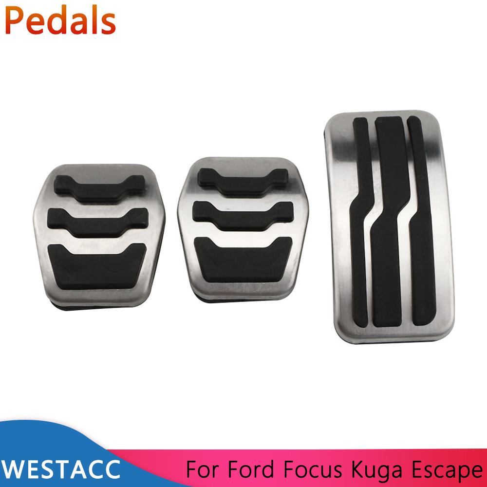 Автомобильные педали из нержавеющей стали, педаль сцепления газового тормоза для Ford Focus 2 3 4 MK2 MK3 MK4 RS ST 2005- Kuga Escape