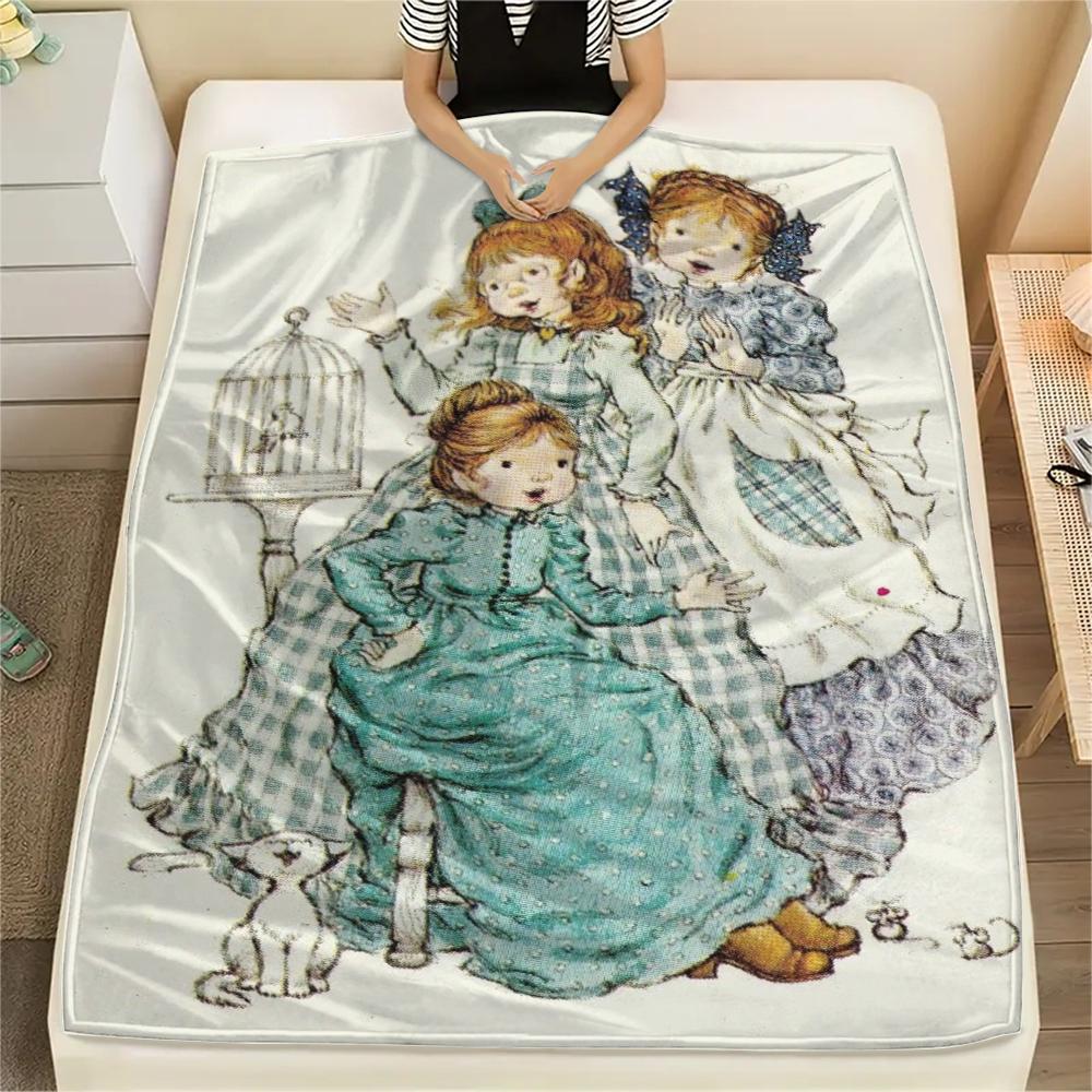 1PC Sarah Kay Print Flannel Blanket, High quality Comfortable for All Seasons, Home Decor, Warmth and Comfort, Perfect for Christmas Gifts145