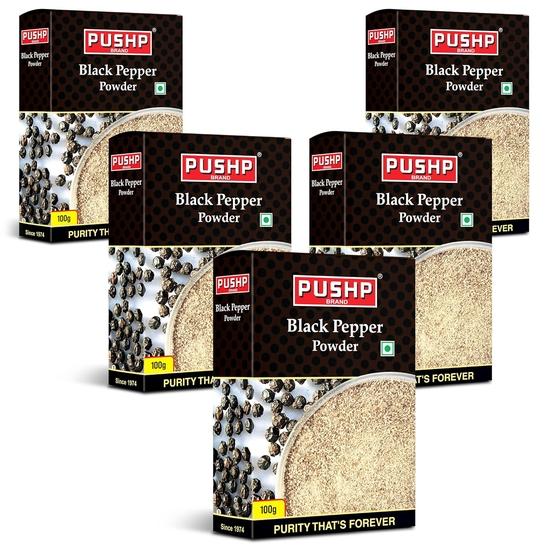 Pushp Brand Black Pepper Powder (100g) (Pack of 5)