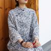 Johnature Женское платье в китайском стиле с цветочным принтом, воротником-стойкой, длинным рукавом, на пуговицах, винтажное, для весны