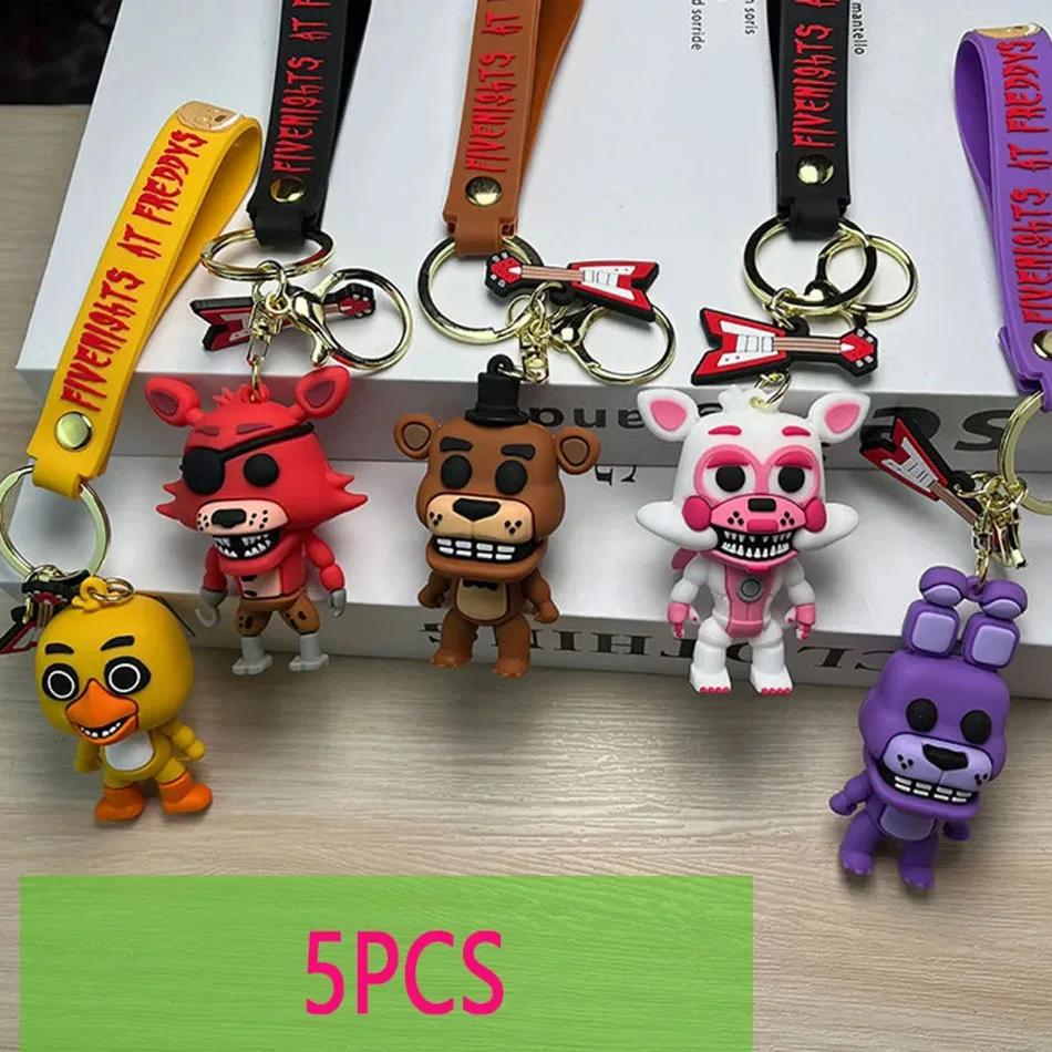 5 шт. Оптом Мультяшная Игровая Фигурка Действия FNAF Медведь Фредди Фазбер Модель Игрушка Пять Ночей с Фредди Брелок Для Подарка