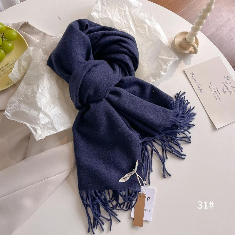 2024 New Scarf Women's Autumn and Winter Solid Color Imitation Cashmere Student Long Style Big Shawl for Warmth and Dual-use Thick Scarf