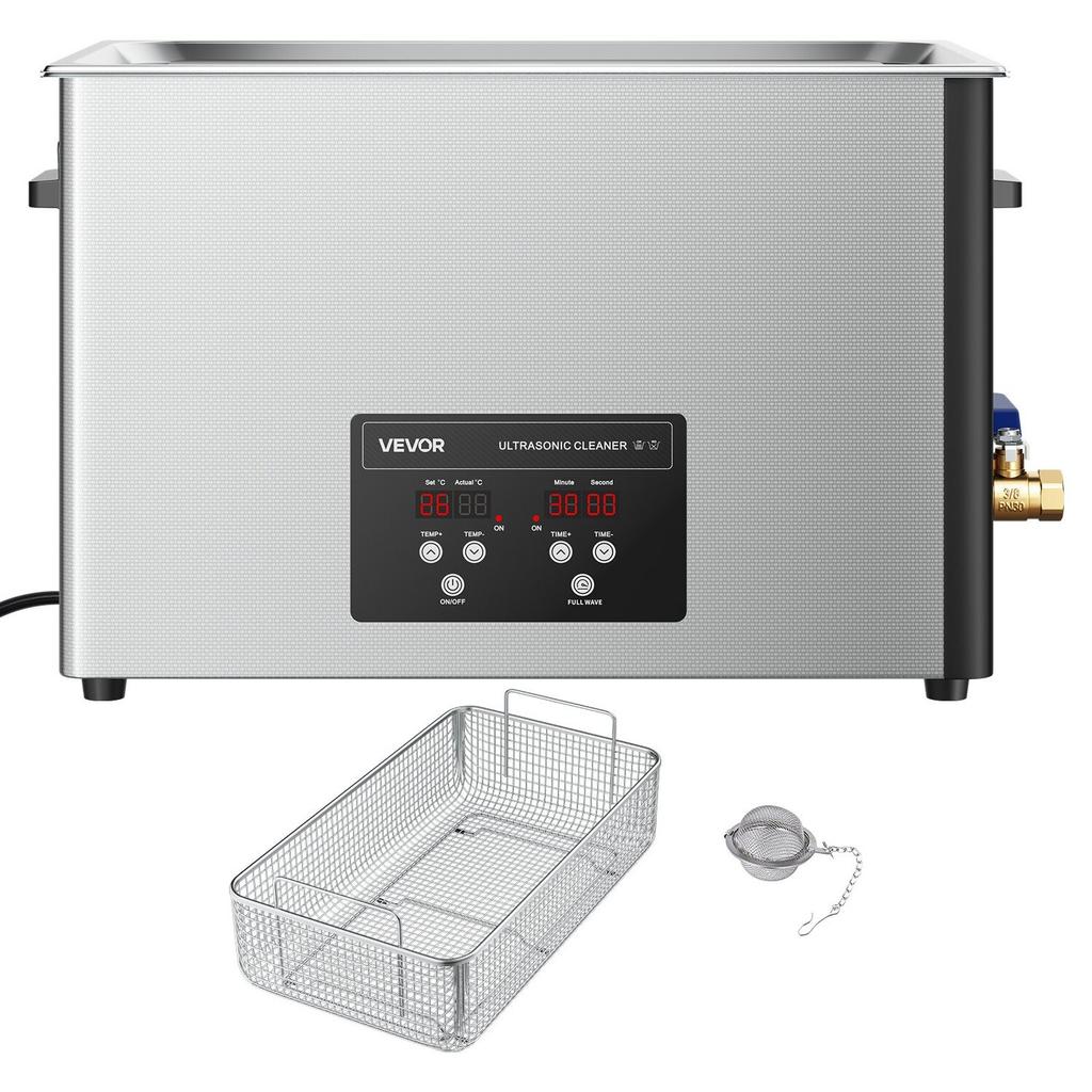 30L Ultrasonic Cleaner, Professional Ultrasonic Cleaner Machine with Cleaning Basket & Digital Display, 480W Stainless Steel 40kHz Industrial Cleaning