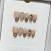 10 шт. Осенне-зимние ручной работы Кошачий глаз Леопард Стразы Миндаль Акриловые Накладные Ногти Полное Покрытие Типсы для False Nails