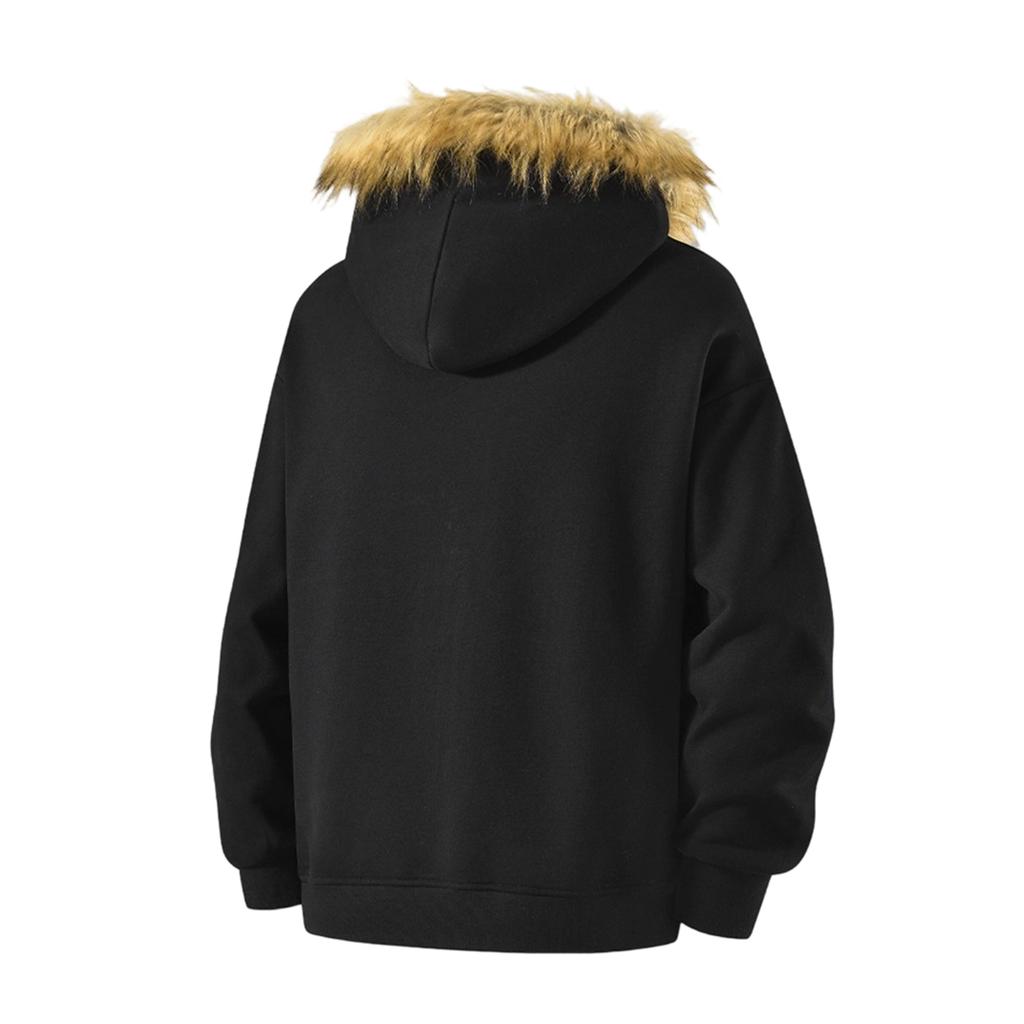 Мужское И Женское Повседневное Худи с Капюшоном и Искусственным Воротником