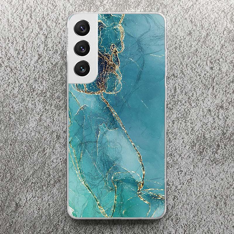 Fashion Gold Pink Geometric Marble Print Soft Case for Samsung Galaxy S25 S24 S23 S22 Ultra S21 Plus S20 FE Phone Shell S10 + Pa