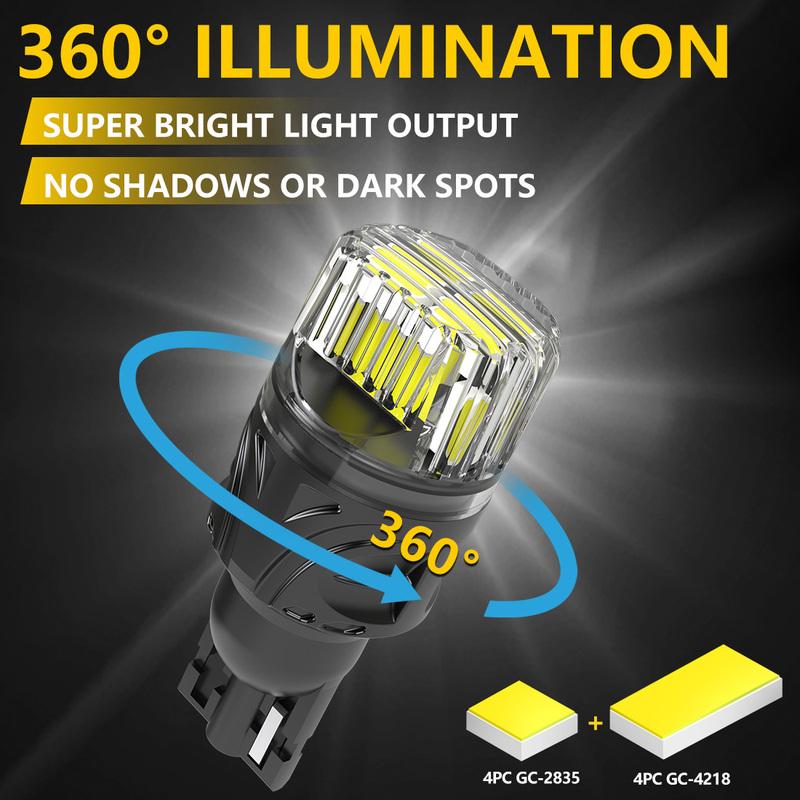 Katur 2x CANBUS T15 W16W Car Led Bulb Backup Bulb Super Bright 6000K White Error Free Plug and Play For Cars For Hyundai Elantra
