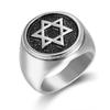 Hot Sale Gold Color 316L Stainless Steel Men Hip Hop Star of David Rings Fashion Vintage Hexagram Ring Jewelry