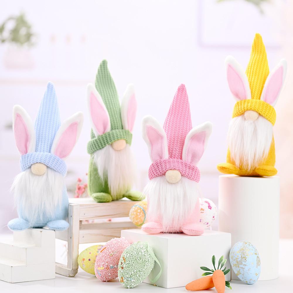 Fabric Easter Bunny Gnome House Accent With Handmade Craft For Seasonal Celebrations