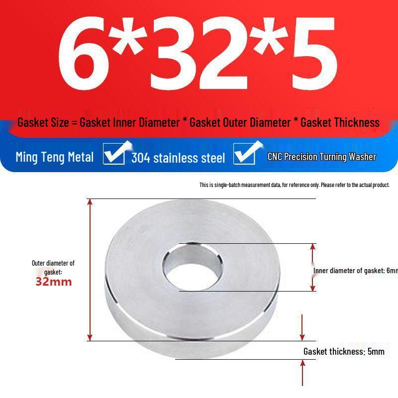 304 Stainless Steel Heavy Duty Thickened Flat Washer - Precision CNC Machined, Custom Non-standard Processing Available