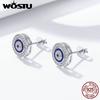 Top Sale 925 Sterling Silver Blue Eye Samsara Round Stud Earrings for Women