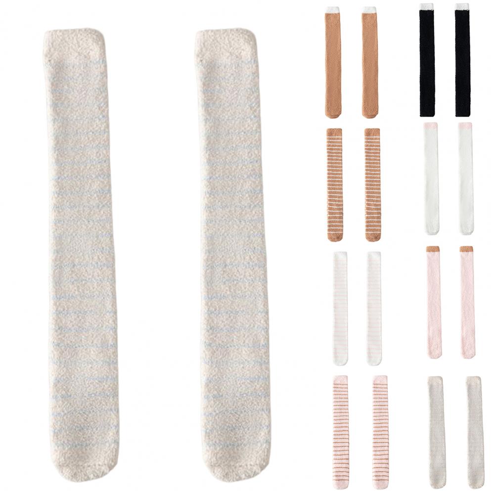 1 пара женских чулок из кораллового флиса, высокие плюшевые термоноски, осенне-зимние длинные чулки для повседневной носки