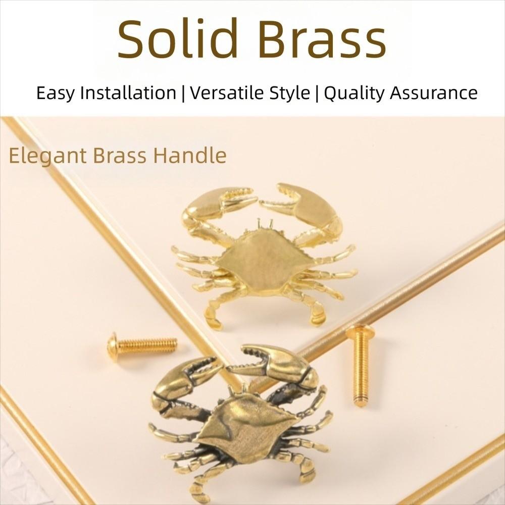 Hardware Brass Cabinet Pulls Luxury Closet Door Knobs Vintage Crab Design Drawer Handles  Kitchen