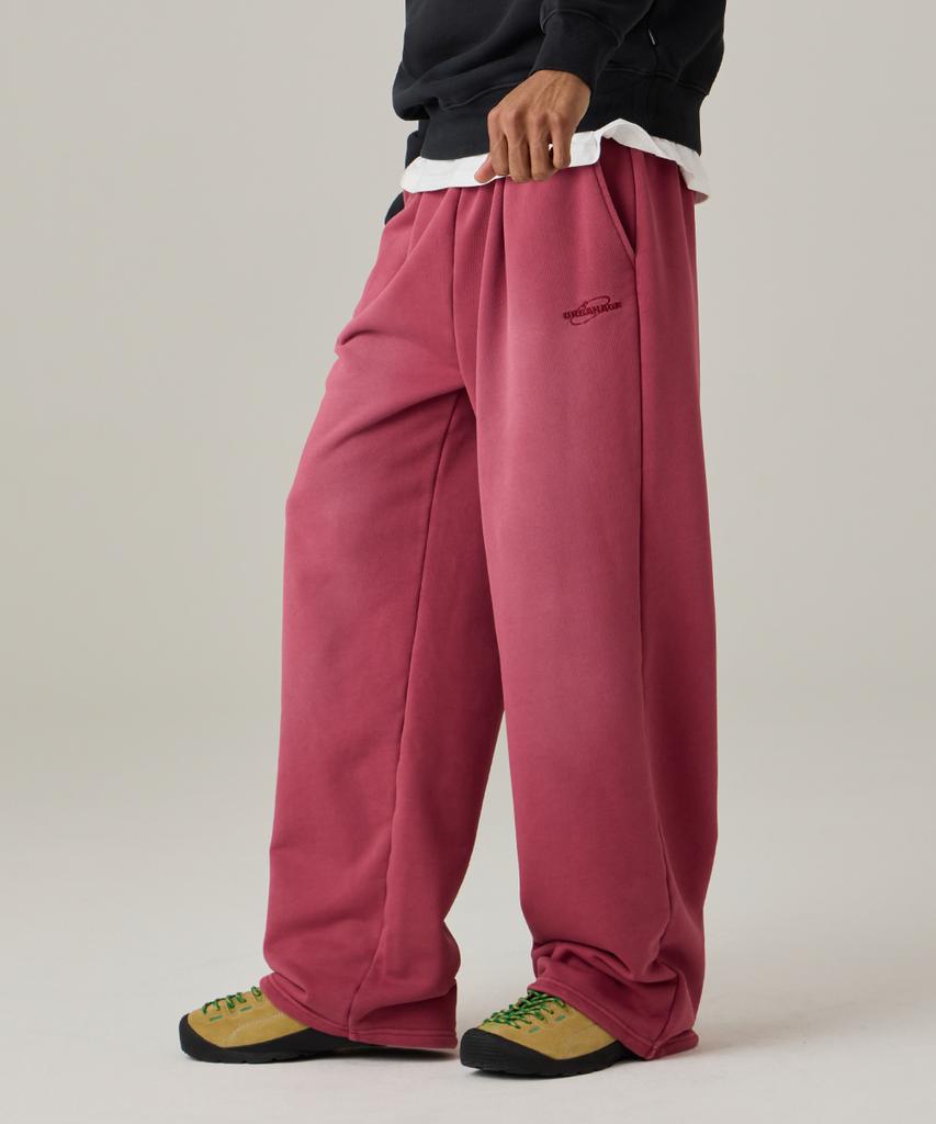 URBANAGE Pigment Washed Signature Wide Sweatpants Pink