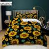 Комплект пододеяльника «Подсолнух» размера кинг, квин, девчачий, желтый, с цветочным принтом, чехол для одеяла, микрофибра, узор с цветами, полуторный комплект постельного белья