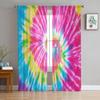 Радужные спиральные дорожки, красочные абстрактные художественные прозрачные оконные шторы для гостиной, спальни, тюлевые шторы из вуали, тканевые портьеры