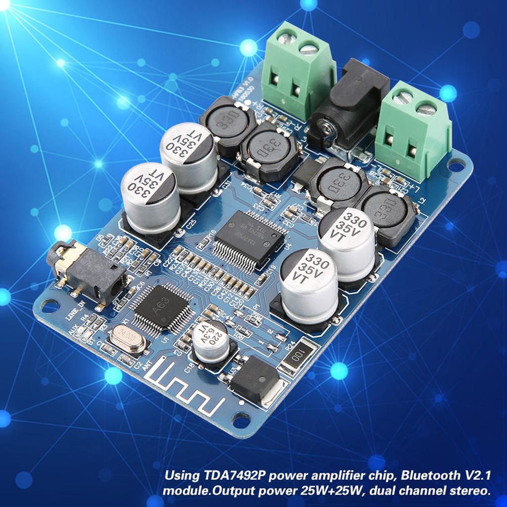 TDA7492P 2x25W Bluetooth V2.1 Audio Power Amplifier Board with AUX Interface HW‑893