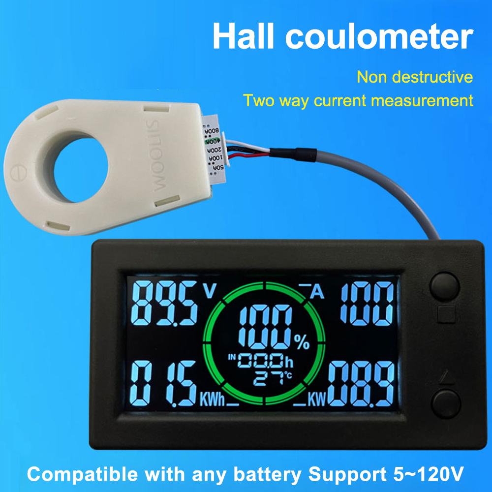 50A 100A 200A 400A LCD Hall Coulomb Meter Counter Voltage Current Power Indicator Display eBike Car Isolation Bluetooth APP