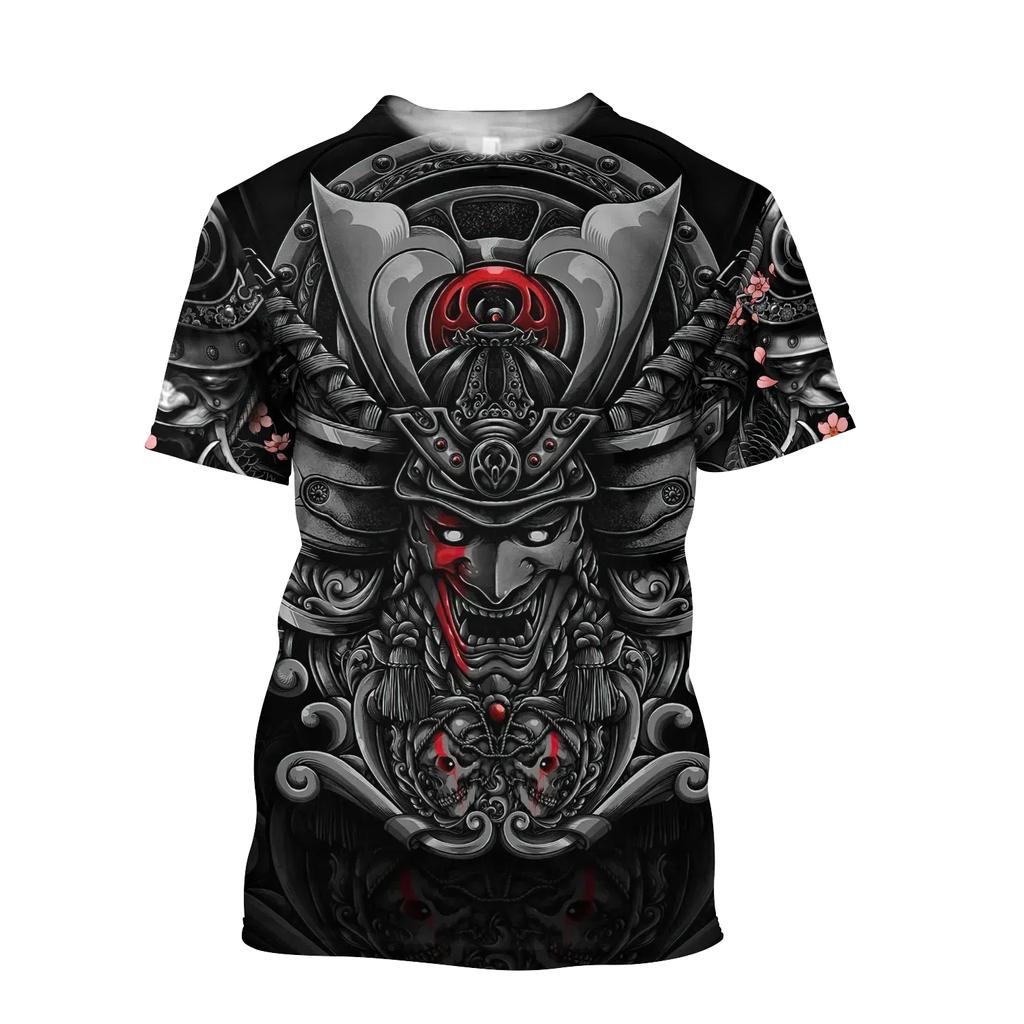 Летние модные мужские футболки с рисунком самурая, индивидуальные повседневные крутые трендовые футболки с принтом, большая быстросохнущая футболка с круглым вырезом, топ