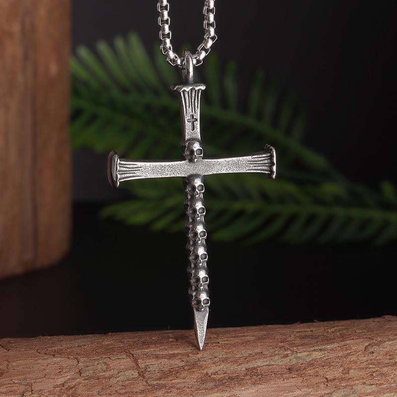 Vintage Catholic Cross Pendant Necklace Men Women Christian Believers Prayer Amulet Jewelry