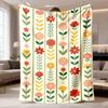 2026 New Arrival Flannel Blanket 3 Summer Floral Pattern Flannel Blankets DoubleSided Throw with Vibrant Red, Pink, Yellow & Green Flowers on White Ba