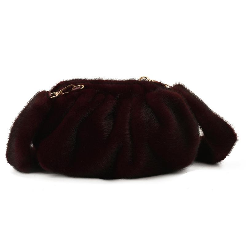 Korean Pleated Cloud Plush Shoulder Bag Soft Faux Fur Crossbody Bag Autumn And Winter Trend Handbags For Women Gifts
