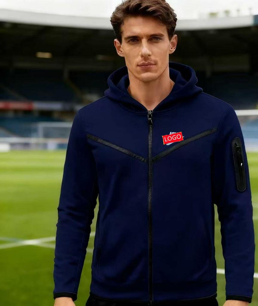 Мужская толстовка для легкой атлетики Весна-Осень с полосой на груди и молнией