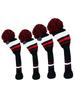 4Pcs Knitted Golf Headcovers Set | Striped Contrast Design with Pom-Pom | Long Neck Driver/Fairway Woods Covers 1/3/5# Warm Winter Golf Accessories