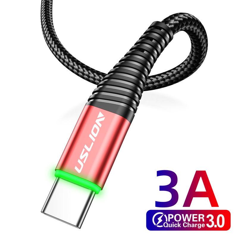 USLION 3A, 2 м, USB-кабель типа C, зарядное устройство для мобильного телефона, тип C, быстрая зарядка, шнур передачи данных Andriod Microusb