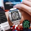Wine Barrel Shaped Mens Skeleton Mechanical Automatic Watch Luxury Luminous Waterproof Trendy Creative Cool Watch