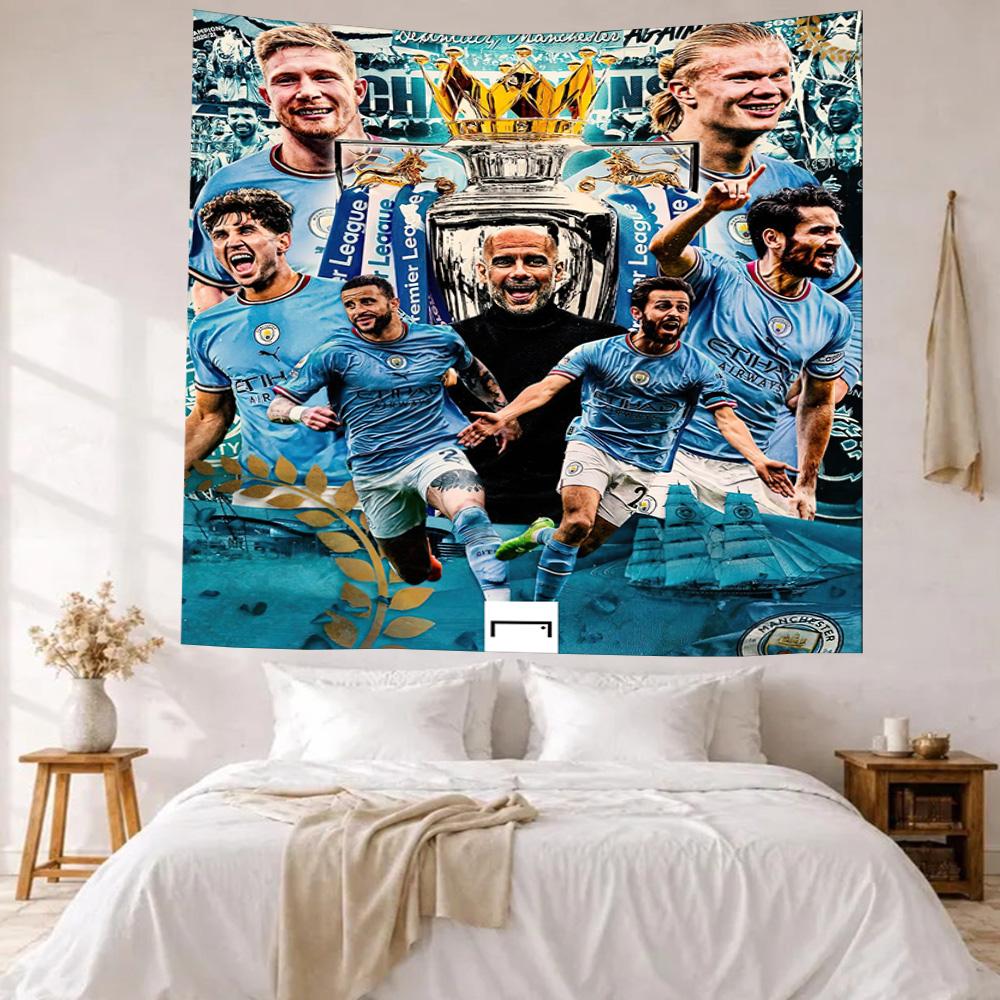 Manchester City Wall Decor Tapestry Art For Pet Memorial Birthdaywedding Party Backdrop Family Gift