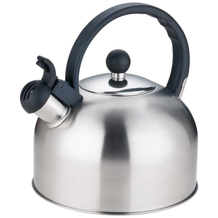 Bouilloire sifflante - rossetto - 2.5l - inox 18/10 - compatible induction - poignée silicone