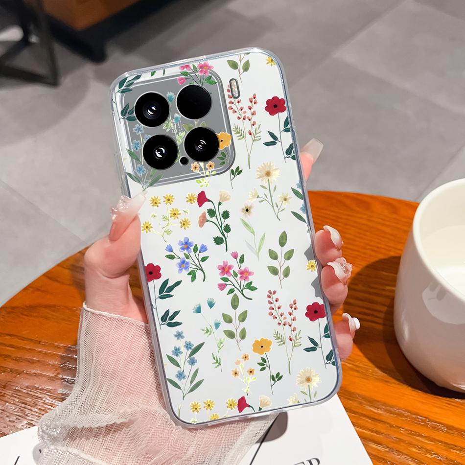 Чехол 'Цветы для отдыха' для Xiaomi 15 Pro, Прозрачные чехлы для телефона, Цветная мягкая задняя крышка для Xiaomi15 15Pro, Силиконовый противоударный корпус