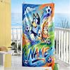 Soccer Fun Blue Customized Name Beach Towel Quick-Dry Soft Microfiber