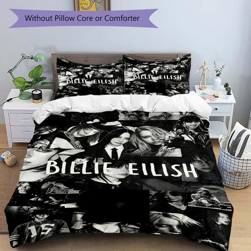 3Pcs Billie Eilish Collage Bedding Set Quilt Cover Pillowcase Home Christmas Xmas Halloween Gift 1 Duvet Cover 2 Pillowcase M924457