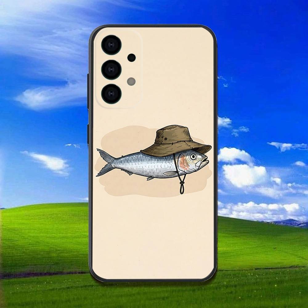 Phone Case For Samsung Galaxy A13,A21s,A22,A31,A32,A52,A53,A71,A80,Fish Funny Sardines Soft Black Shell