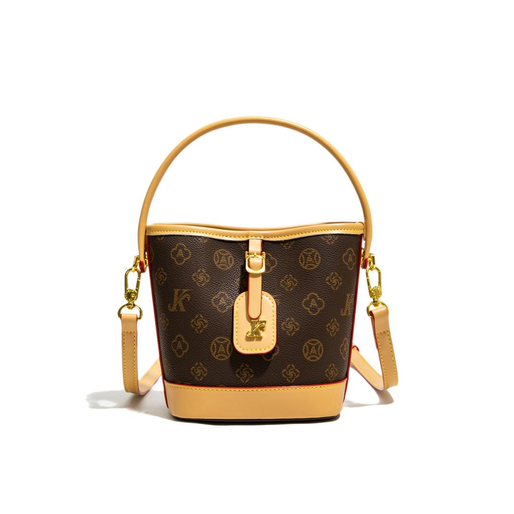 Fashion retro single shoulder oblique span bag women's 2025 new high-end texture explosive bucket bag versatile foreign gas bag