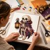 Halloween Party Home Decor Patchwork DIY Kit, Fabric Sewing Kit with Owl Skeleton Holiday Kits for Enthusiasts Ghost Witch Designs, Crafting Seasonal