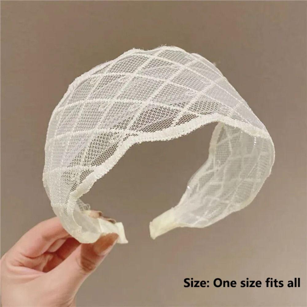 Mesh Lace Headband Lace Wide Edge Hair Hoop Elegant Bohemian Headwrap For Women Girls