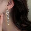 Colorful Shiny Rhinestone Inlaid Leaf Design Long Dangle Earrings Bohemian Elegant Style Delicate Female Earrings