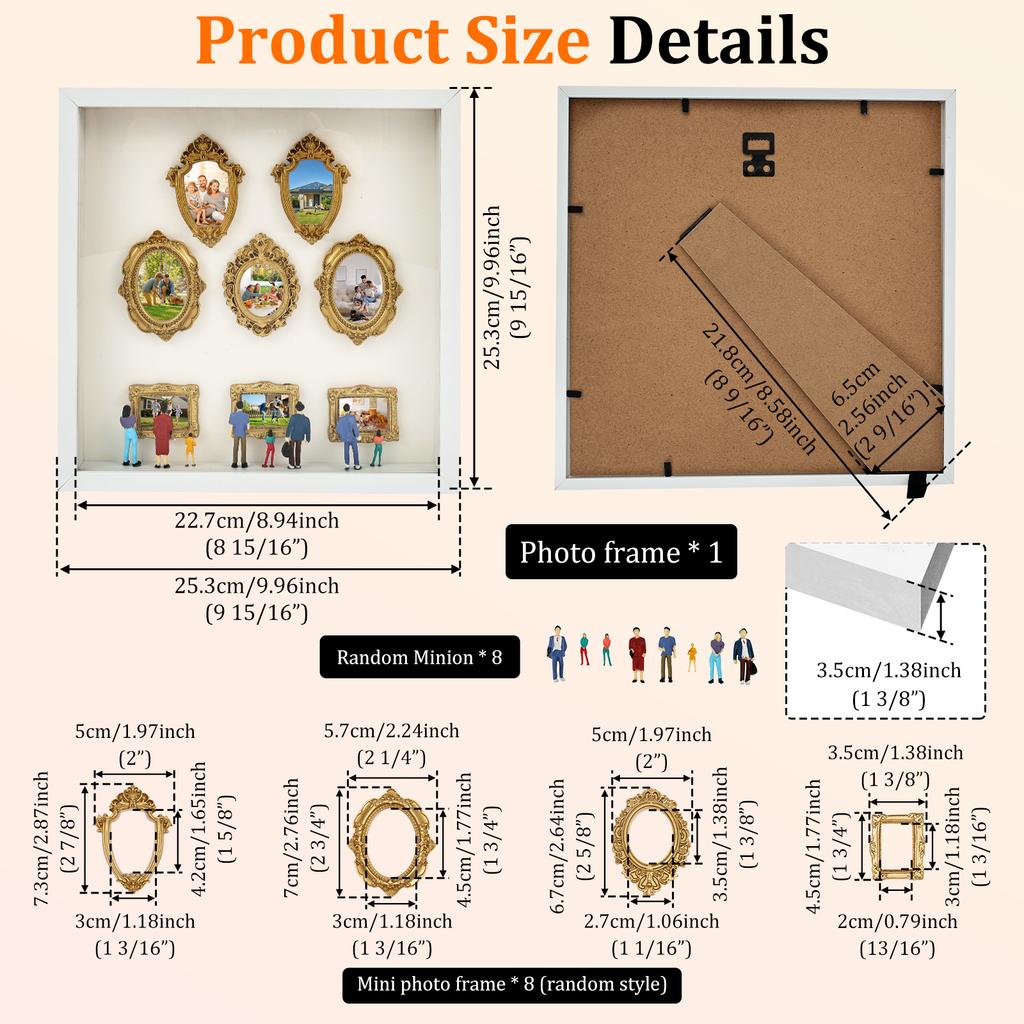 Mini Museum Photo Album Mini DIY Museum Silhouette Box Stylish Creative Memory Display Kit with Miniature Statue and Gold Frame